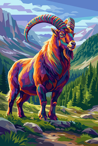 Affiche métallique « Goat » : illustration pop art au style WPAP