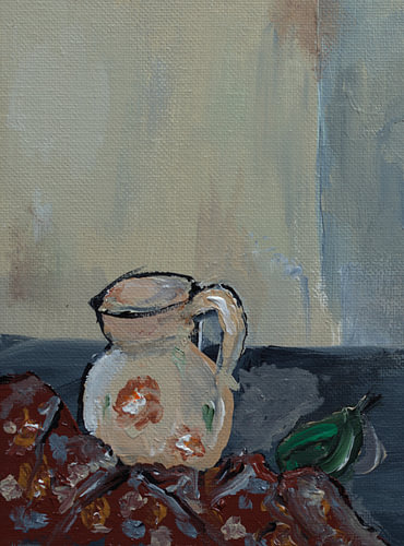 Pitcher on red ocher cloth