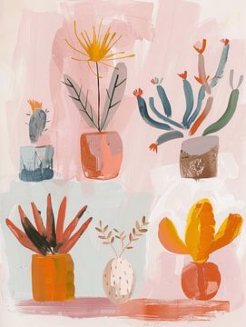 Cheerful botanical still lifes, illustration by Studio Allee