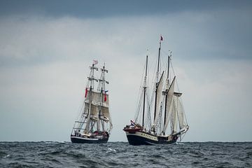 Windjammer on the Baltic Sea van Rico Ködder