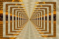 Abstract werk met oranje gele details