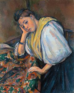 Junge italienische Frau an einem Tisch (1895-1900)