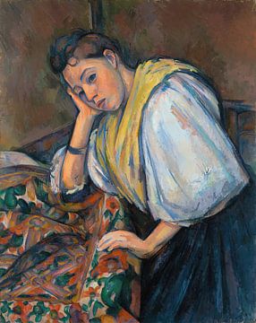 Jonge Italiaanse vrouw aan tafel (1895-1900) van Peter Balan