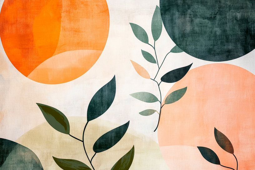 Bladversiering met zachte kleuren van Poster Art Shop