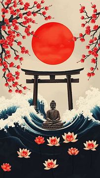 Bouddha / Boeddha Art japonais Sumi-e sur MIROKKU