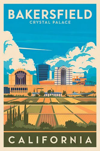 Bakersfield, Californië Vintage Reisposter