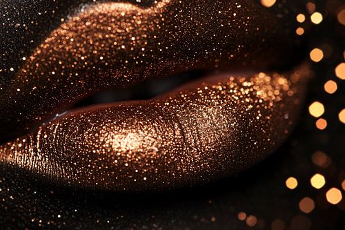 Luxe bronzen lippen close-up