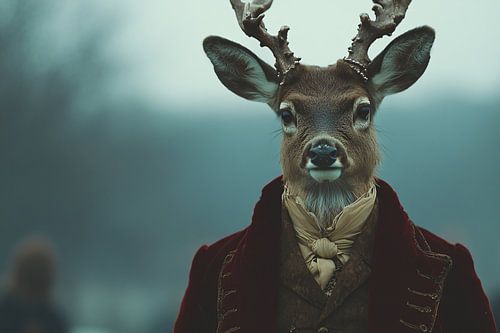 Portret van hert in kleding