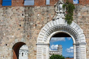 Vue de la Tour Penchée de Pise depuis la porte de la ville sur Animaflora PicsStock