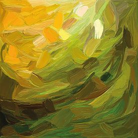 Abstract werk in warme kleuren van Patricia Hofmeester