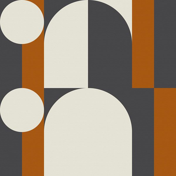 Abstract geometric retro style in dark gold, taupe, grey XXIII by Dina Dankers