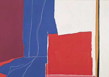Abstract composition in red, blue and white by Niklas Maximilian