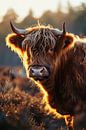 Young Scottish highlander in the golden hour by Digitale Schilderijen thumbnail
