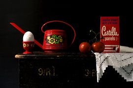Picture of a still life with red retro stuff. by Therese Brals