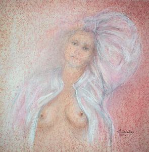 Portrait romantique peint à la main au pastel