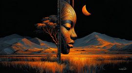 africain-noir-doré-orange sur Gelissen Artworks