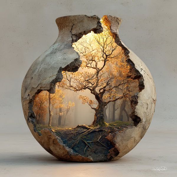La nature dans un bocal en pierre par Gelissen Artworks
