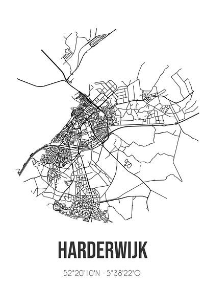Harderwijk (Gelderland) | Map | Black and white by Prints of Place