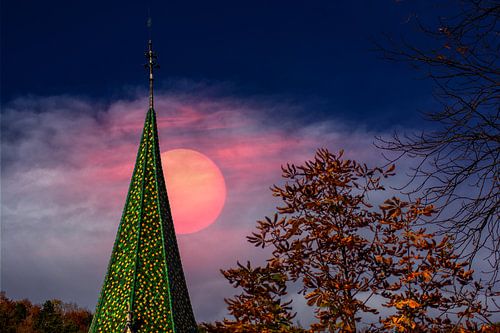 Zonsondergang over de Abdij Bosbessen
