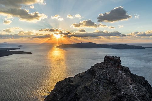 Radiant sunset on the volcanic island Santorini