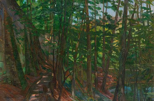 Klooster Neuburg, parkmuur met forellenvijver II, Wilhelm Trübner