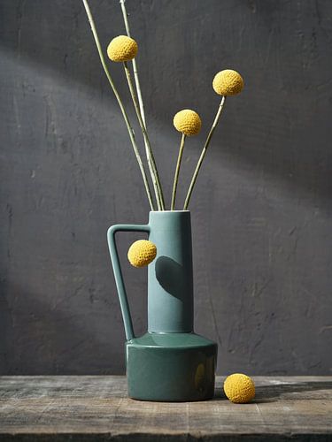 Green Vase with Craspedia's I Grow