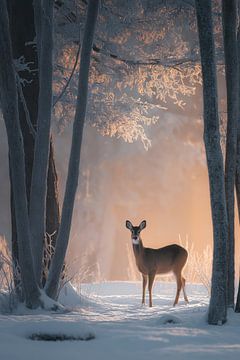 Herten in het winterse bos van ARTemberaubend