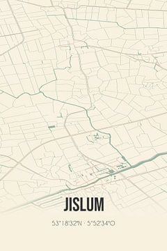 Vintage landkaart van Jislum (Fryslan) van MijnStadsPoster
