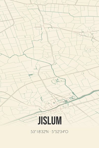 Carte ancienne de Jislum (Fryslan) par Affiches de lieux