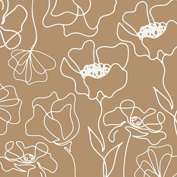 Scandinavian floral market ivory on gold beige by Mad Dog Art