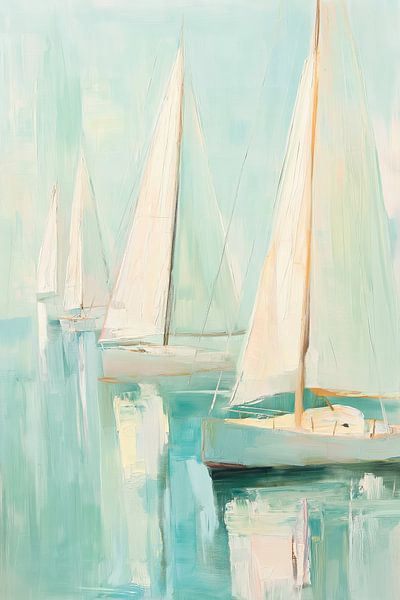 Sailboats abstract in pastel colours by Bert Nijholt