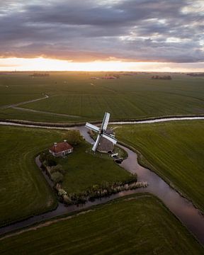 Mill in the Frisian landscape
