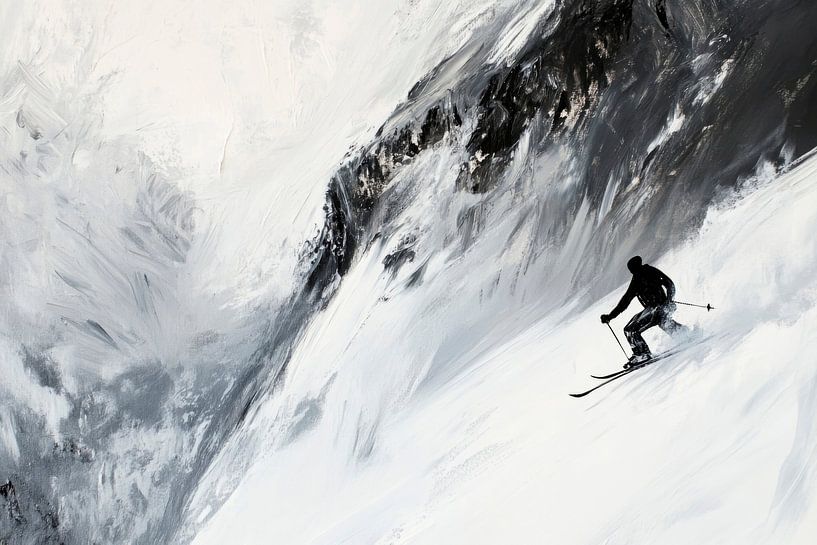 Skifahrer im Schnee von Poster Art Shop