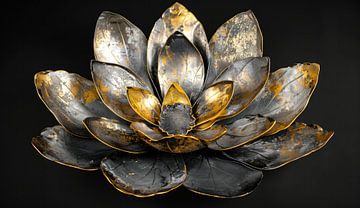 Lotus - goud en zwart van Your unique art