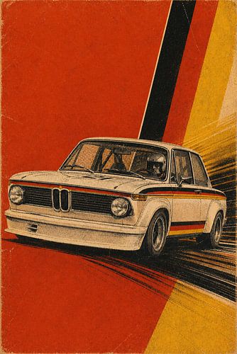 Affiche vintage BMW Racing, style rétro