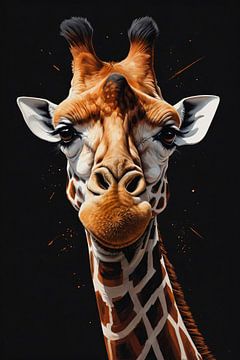 Gedetailleerde Giraffe Hoofd Modern Portret van De Muurdecoratie