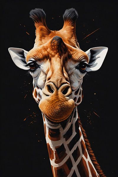 Detailed Giraffe Head Modern Portrait by Art & Soul Creations