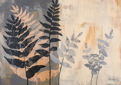 Planten schilderij | Modern schilderij met bladeren