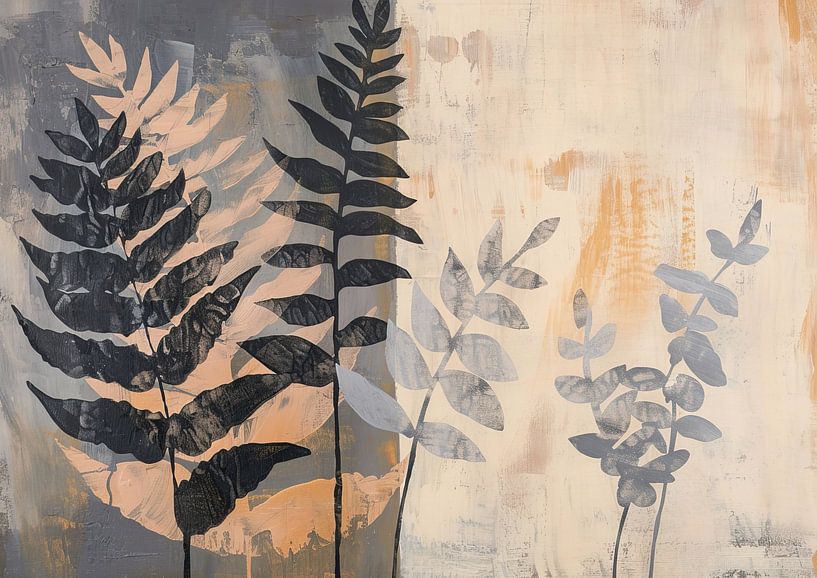 Pflanzenmalerei | Moderne Malerei mit Blättern von Blumen Studio