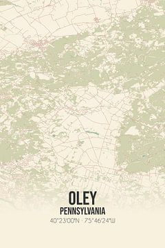 Vintage landkaart van Oley (Pennsylvania), USA. van MijnStadsPoster