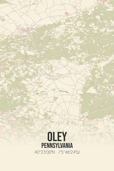Vintage map of Oley (Pennsylvania), USA. by Prints of Place
