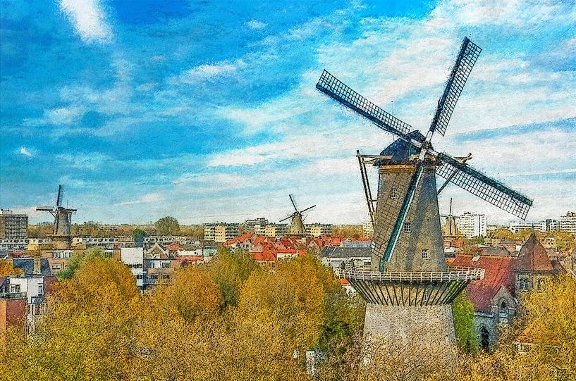 Malerisierung Windmühlen Schiedam von Frans Blok