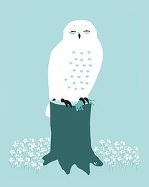 Snowy owl with prey by Studio Mattie