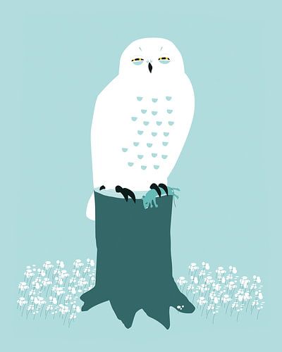 Schnee-Eule mit Beute