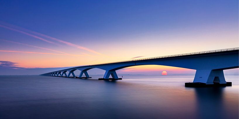 Zeeland bridge at sunrise, Netherlands by Adelheid Smitt