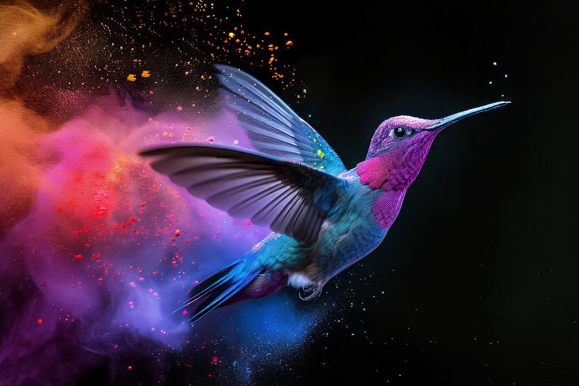 Tanz der Farben - Kolibri im Flug von Eva Lee