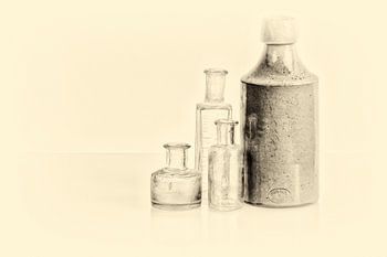 Still life of old antique bottles