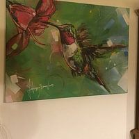 Klantfoto: Kolibrie schilderij van Jos Hoppenbrouwers, op canvas