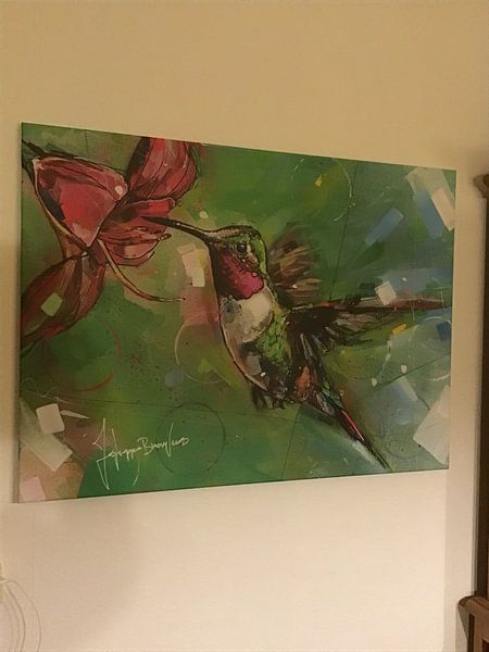 Klantfoto: Kolibrie schilderij van Jos Hoppenbrouwers