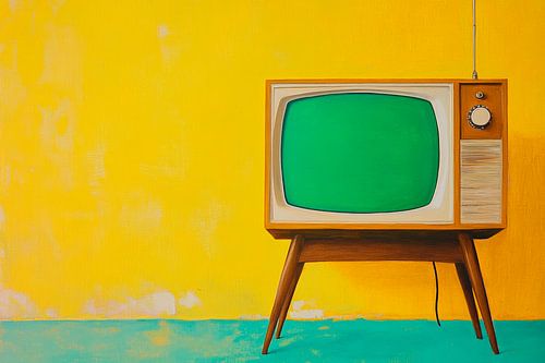 Retro televisie voor gele achtergrond